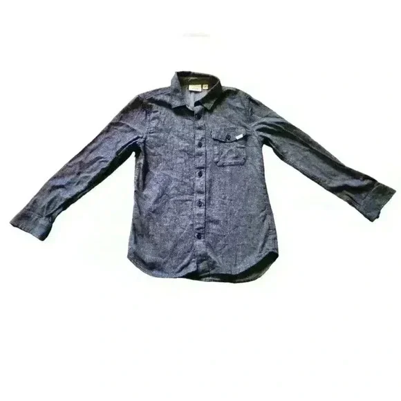 Boys Vans Woven Long Sleeve Button Down Shirt Black Gray Size Medium - Picture 2 of 4